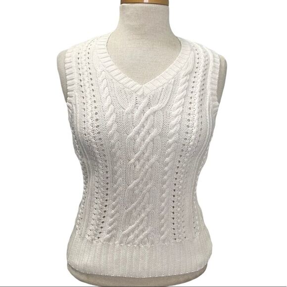 Lilly Pulitzer Cable Knit Cotton Knit Vest Size Medium - Picture 1 of 7